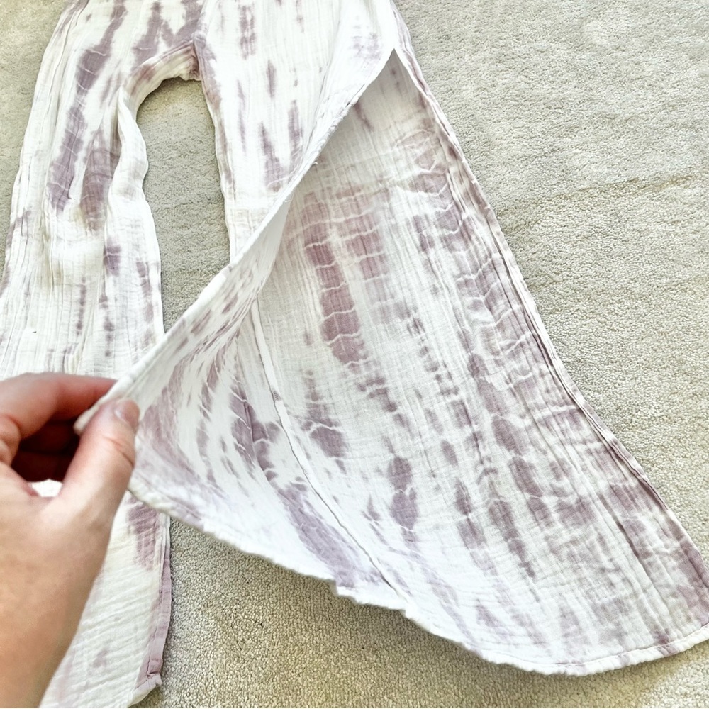 STARK X PURPLE/WHITE SIDE SLIT PANTS SIZE MEDIUM BOHO CHIC BEACH SUMMER - Picture 3 of 11